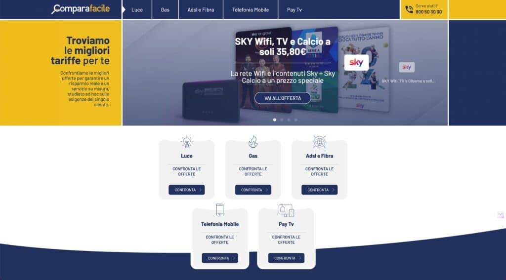 Compara Facile - Progetto sito web comparatore online